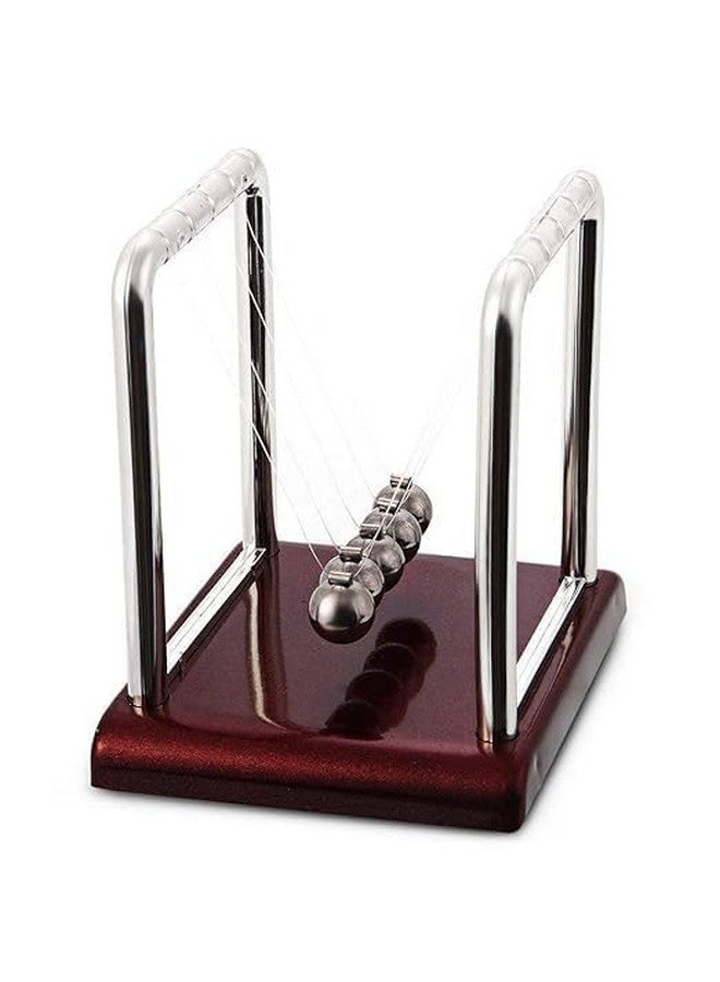 بريمسونس بندول مهد نيوتن من بريمسونز® - لعبة معدنية كبيرة متحركة باستمرار | كرات تصادم متأرجحة متوازنة بقاعدة بلاستيكية مصقولة وخيوط من النايلون | تمثال صغير لتزيين المكتب والمنزل (كستنائي) - Image 2