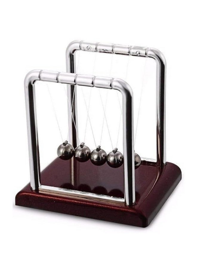 بريمسونس بندول مهد نيوتن من بريمسونز® - لعبة معدنية كبيرة متحركة باستمرار | كرات تصادم متأرجحة متوازنة بقاعدة بلاستيكية مصقولة وخيوط من النايلون | تمثال صغير لتزيين المكتب والمنزل (كستنائي) - Image 1