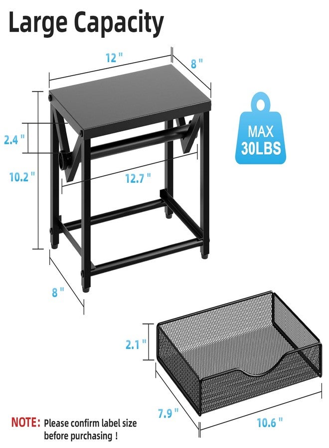 Marbrasse label holder for rolls and folded labels, metal thermal label printer holder with drawer, shipping label holder, sticker roll holder - Image 2