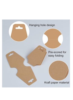 KASTWAVE Necklace Display Cards, Jewelry Display Cards, Bracelet Card Holder Blank Kraft Paper, Price Tags Hang Tags Card for Packaging Necklaces, Bracelets, Keychains, Hair Ties 200Pcs Brown  - Image 4