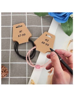 KASTWAVE Necklace Display Cards, Jewelry Display Cards, Bracelet Card Holder Blank Kraft Paper, Price Tags Hang Tags Card for Packaging Necklaces, Bracelets, Keychains, Hair Ties 200Pcs Brown  - Image 3