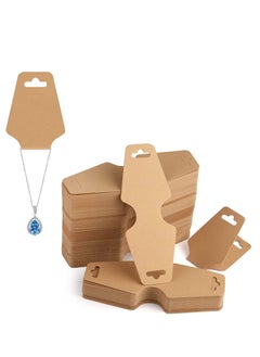 KASTWAVE Necklace Display Cards, Jewelry Display Cards, Bracelet Card Holder Blank Kraft Paper, Price Tags Hang Tags Card for Packaging Necklaces, Bracelets, Keychains, Hair Ties 200Pcs Brown  - Image 1