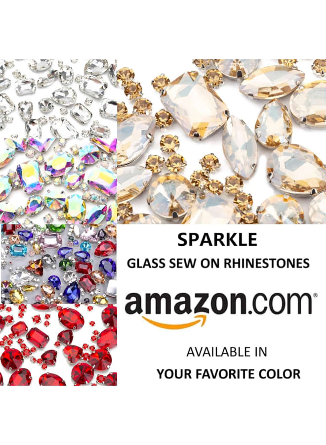 130 قطعة خياطة على أحجار الراين في إعداد الخياطة المعدنية، خياطة على الجوهرة مع شوكة شامبانيا، خياطة على أحجار مخلب زجاجية، شكل مزيج للفستان، والحقيبة، والجينز، والملابس، وأزياء الرقص، والأحذية، والحزام، والملابس - Image 4