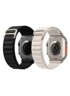 BEILINGDUN 2Pack for Apple Watch Alpine Loop Band 49mm/45mm/44mm Nylon Woven Sport Strap for Apple Watch Series 8/Ultra/7/SE/6/5/4/3/2/8 White/Black  - Image 1