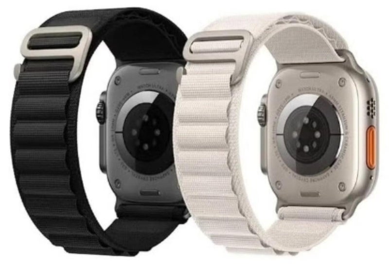 BEILINGDUN 2Pack for Apple Watch Alpine Loop Band 49mm/45mm/44mm Nylon Woven Sport Strap for Apple Watch Series 8/Ultra/7/SE/6/5/4/3/2/8 White/Black - Image 1