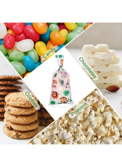 Chinco 100 Pcs Jungle Animal Party Favors Bags Safari Animal Plastic Goody Treat Bags Safari Jungle Cellophane Gift Bags With Ribbons For Baby Shower Favors Jungle Theme Party Supplies For Birthday Party  - Image 5