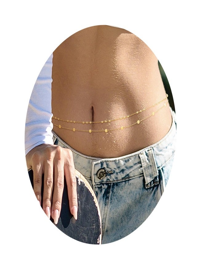 Jovivi 4 Pcs 18K Gold Plated Body Chains for Women,Adjustable Belly Chains for Waist,Multilayer Summer Beach Bikini Waist Beads Body Chains Jewelry for Women - Image 2