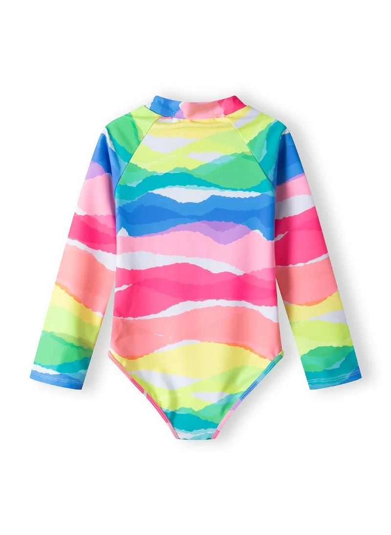 MINOTI Kids Girls All-Over Print Long Sleeve Rash Bodysuit