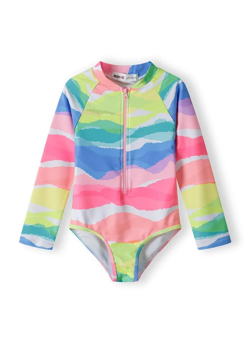 MINOTI Kids Girls All-Over Print Long Sleeve Rash Bodysuit
