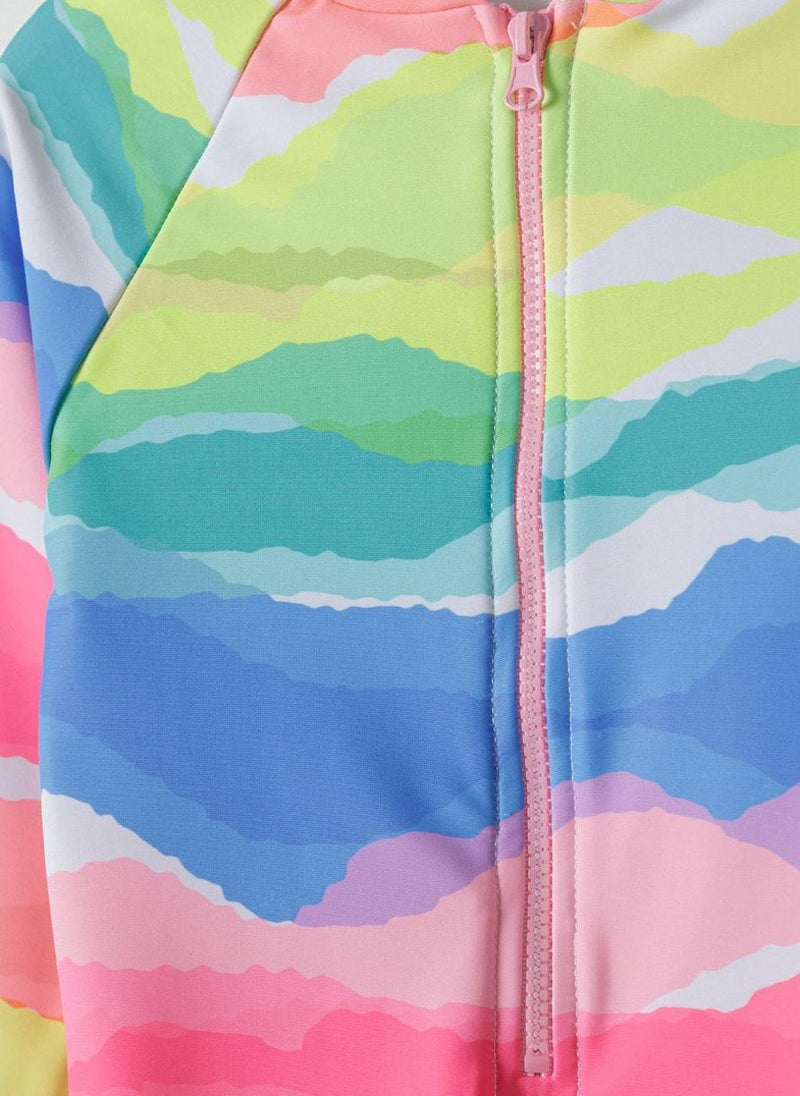 MINOTI Girls' Long Sleeve Swimsuit – Rainbow UV Protection - Image 3