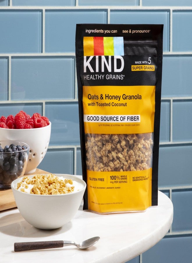 KIND Healthy Grains Granola, Oats & Honey Clusters with Toasted Coconut, Healthy Snacks, Gluten Free, 100% Whole Grains, 5g Protein, 11oz, 3 Count - Image 3