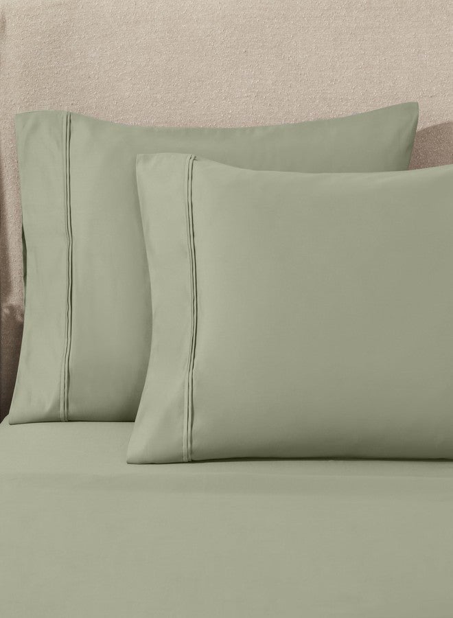 سوبيريور طقم ملاءات قطنية مصرية فاخرة بعدد خيوط 1200، ملاءات غرفة نوم، مستلزمات منزلية عصرية، مفروشات فاخرة، ملاءة سرير مطاطية بجيب عميق، ملاءة مسطحة، غطاءا وسادة، مقاس كامل، لون أخضر فاتح - Image 3