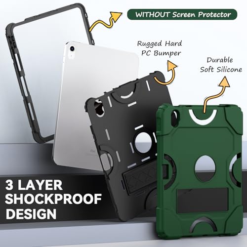 Cantis Case for iPad 10th Generation 10.9 Inch 2022, Alpine Green+Black, Shockproof Rugged Protective Cover with Kickstand & Pencil Holder - Image 3