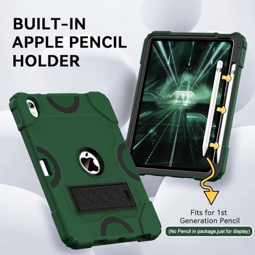 Cantis Case for iPad 10th Generation 10.9 Inch 2022, Alpine Green+Black, Shockproof Rugged Protective Cover with Kickstand & Pencil Holder - Image 5