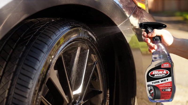 Black Magic 120217 Tire Wet, 23oz (Pack of 2) - Specially Formulated Tire Shine Applicator Cleaner to Keep Them Looking Wet, Black, and Glossy with One Quick Spray – Long-Lasting Protection for Tires Classic practical design - Image 1
