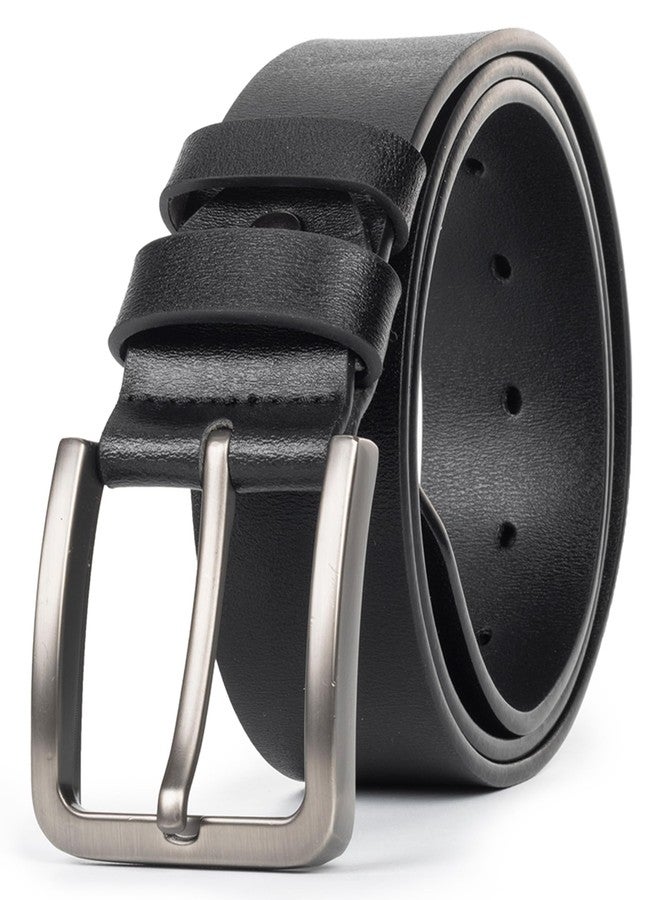 Vikodah Men's-Genuine-Cow-Leather-Dress-Buckle-Belt - Vintage Waistband Black Brown Adjustable for Work Suit Dress 1.5" - Image 1