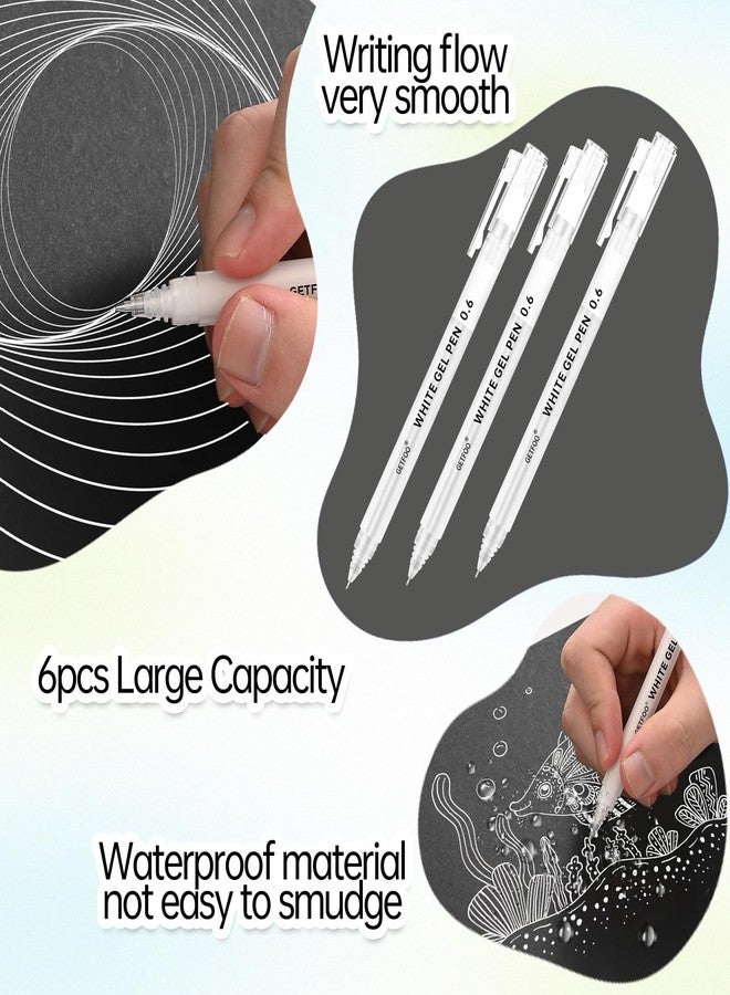 GETFOO White Gel Pens - 0.6mm White Archival Ink Pen for Black Paper, Holiday Gifts & Bullet Journal Detailing - 6-Pack Archival Ink Set for Sketching, Illustration, Bullet Journaling - Image 3
