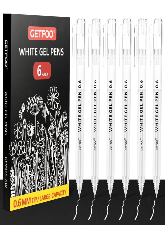GETFOO White Gel Pens - 0.6mm White Archival Ink Pen for Black Paper, Holiday Gifts & Bullet Journal Detailing - 6-Pack Archival Ink Set for Sketching, Illustration, Bullet Journaling - Image 1