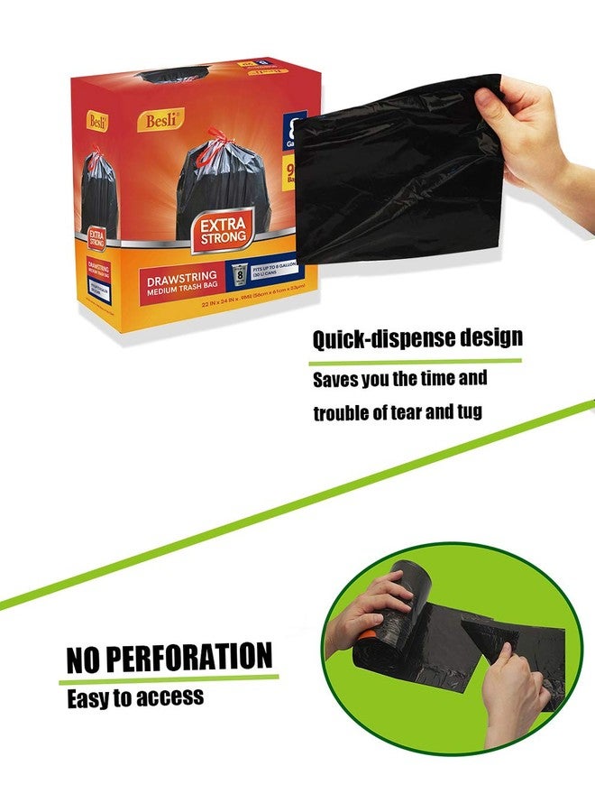Besli 8 Gallon Black Drawstring Trash Bag Garbage Bag Trash Can Liner,0.9 Mil,90 Counts - Image 4