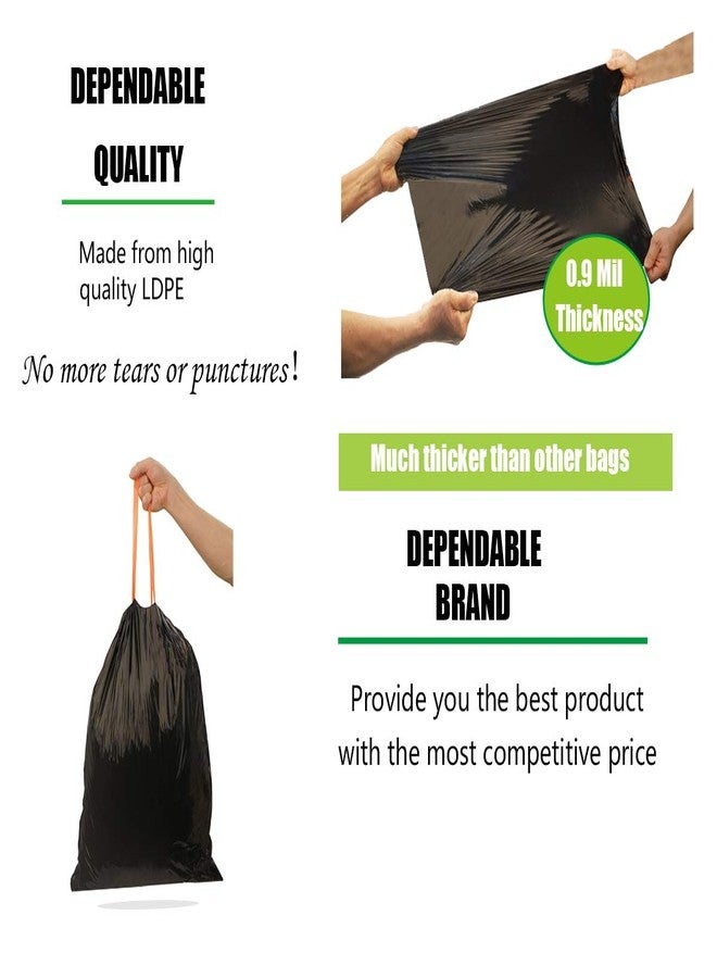 Besli 8 Gallon Black Drawstring Trash Bag Garbage Bag Trash Can Liner,0.9 Mil,90 Counts - Image 3