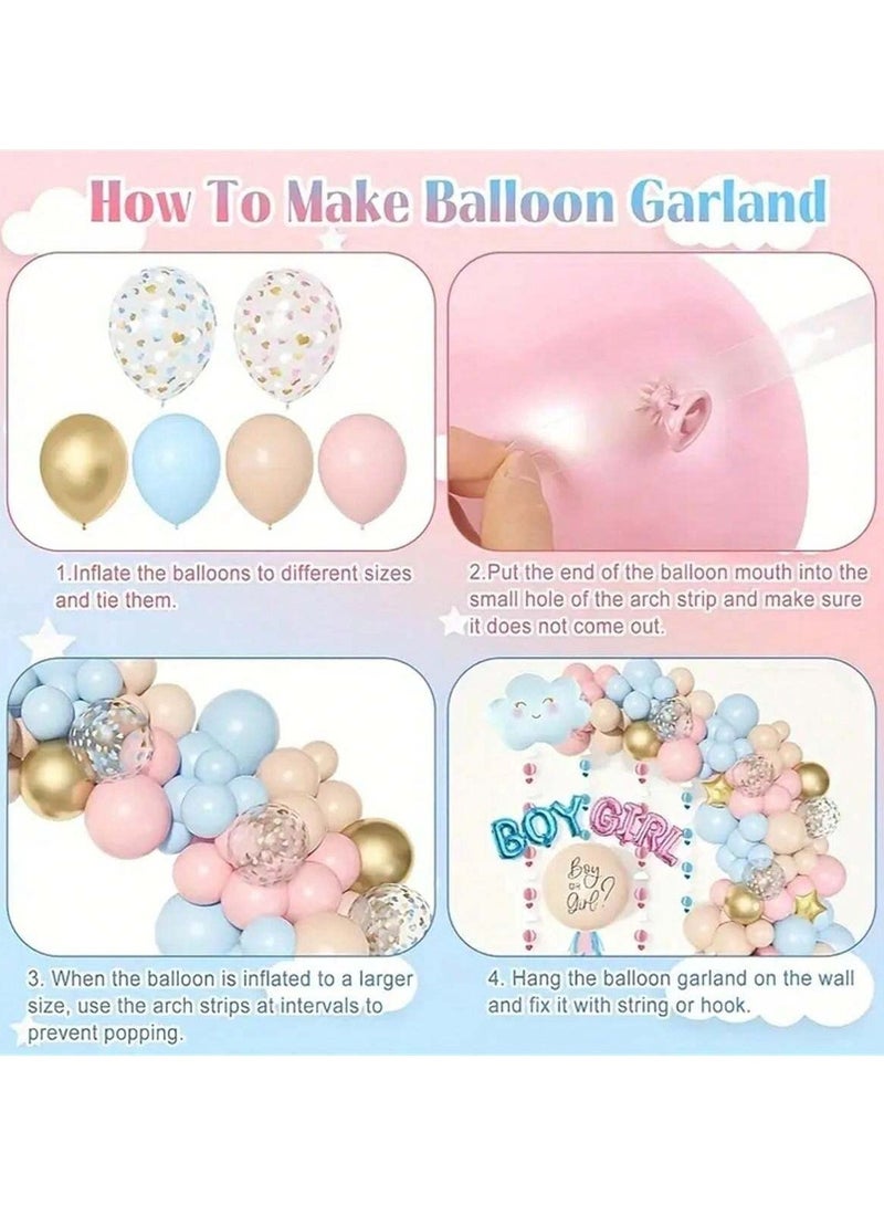 Gender Reveal Party Decoration Balloons – Set of 59 Pieces Includes pink and blue balloons, confetti balloons, "Girl" and "Boy" letter balloons, along with star and cloud shapes. Perfect for gender reveal celebrations. - Image 4