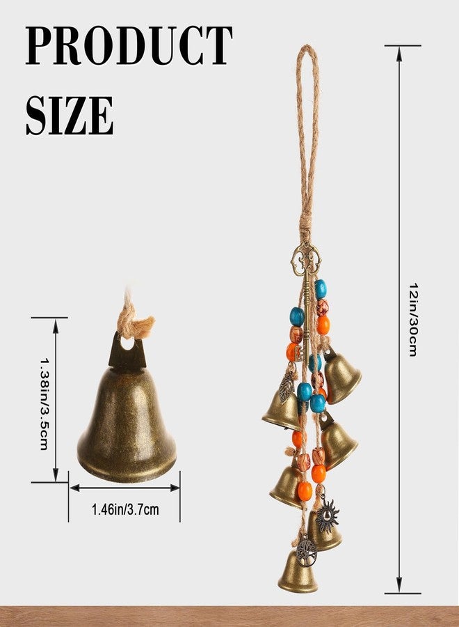 قطعتان من أجراس الساحرة لمقبض الباب للحماية، أجراس معلقة يدوية الصنع للباب، أجراس رياح ساحرة لتزيين غرفة المنزل بأسلوب بوهيمي (ملونة) - Image 2