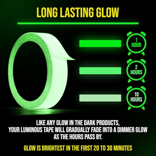 Lockport Glow in The Dark Tape - 2 Pack - 30 Ft x 1 in - Bright - Rechargeable - Reflective - Halloween Decoration, Night Decorations, Safety and Home Marking - Image 3