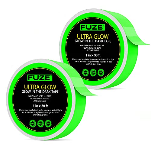 Lockport Glow in The Dark Tape - 2 Pack - 30 Ft x 1 in - Bright - Rechargeable - Reflective - Halloween Decoration, Night Decorations, Safety and Home Marking - Image 1