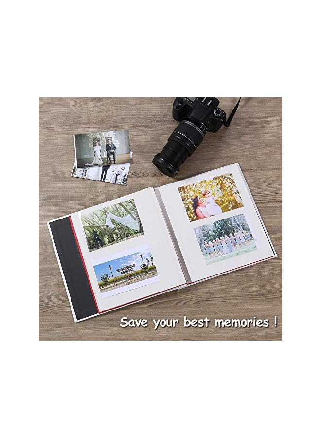 The Bros Large Photo Album Scrapbook with Window, Linen Self Adhesive Scrap Book, Wedding Anniversary Birthday Valentines Day, 28cm x 27cm Vintage Blank Pages Memory Book (white) x 2 decorative stickers - Image 4