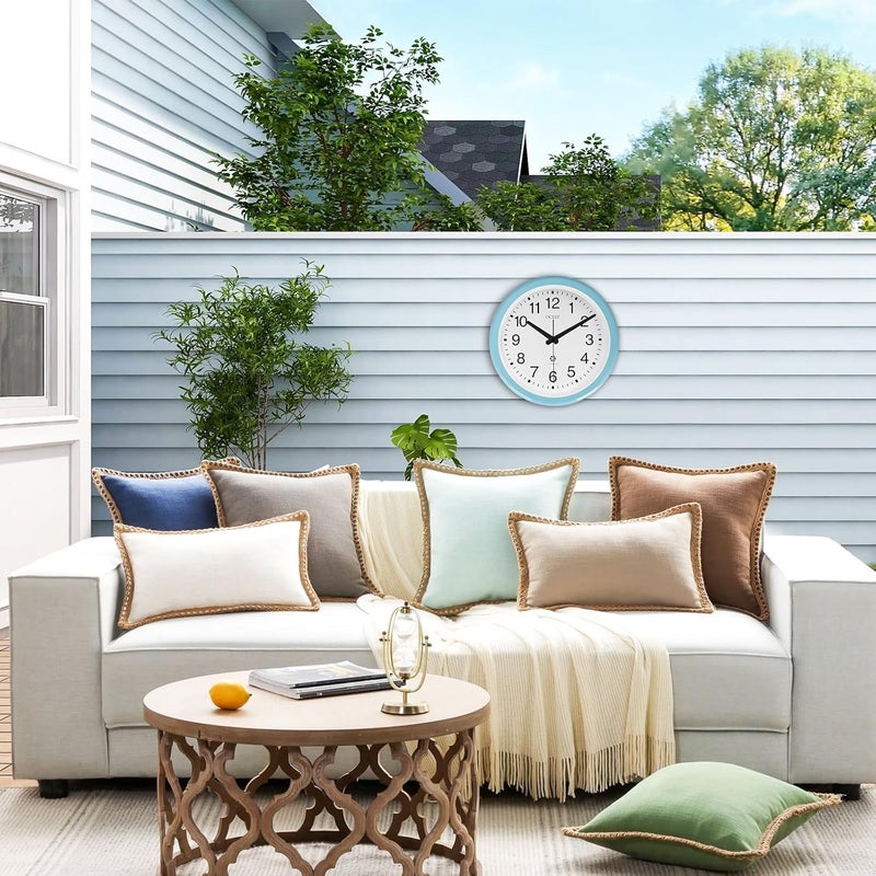 OCEST 12 Inch Sealed Indoor Outdoor Clock Waterproof, Silent Battery Operated Wall Clocks Decor for Patio Pool Porch Garden (Blue) - Image 4