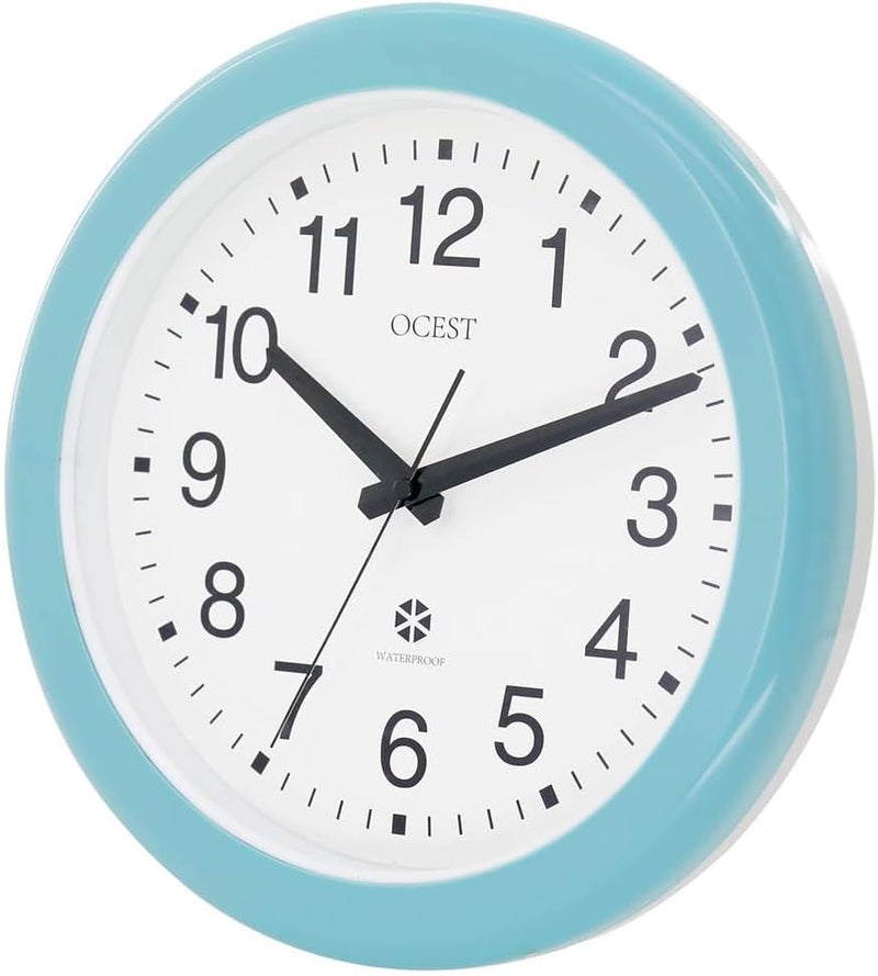 OCEST 12 Inch Sealed Indoor Outdoor Clock Waterproof, Silent Battery Operated Wall Clocks Decor for Patio Pool Porch Garden (Blue) - Image 1