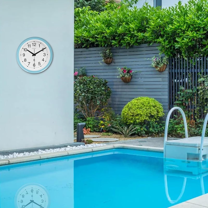 OCEST 12 Inch Sealed Indoor Outdoor Clock Waterproof, Silent Battery Operated Wall Clocks Decor for Patio Pool Porch Garden (Blue) - Image 3