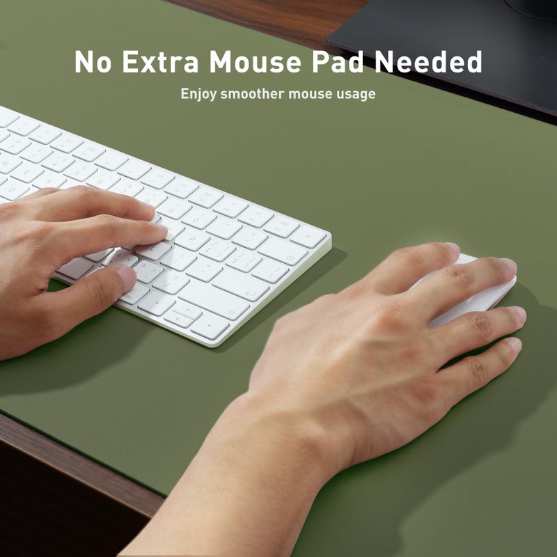 Aothia Leather Desk Pad Protector, Mouse Pad, Office Desk Mat, Non-Slip PU Leather Desk Blotter, Laptop Desk Pad, Waterproof Desk Writing Pad for Office and Home (31.5" x 15.7",Olive Green) - Image 4