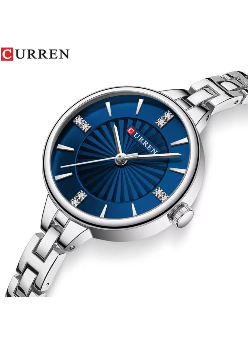 CURREN Stainless Steel Elegant Design Dual Tone Analog Quartz Wrist Watch with Date For Women 9097L Silver  - Image 2