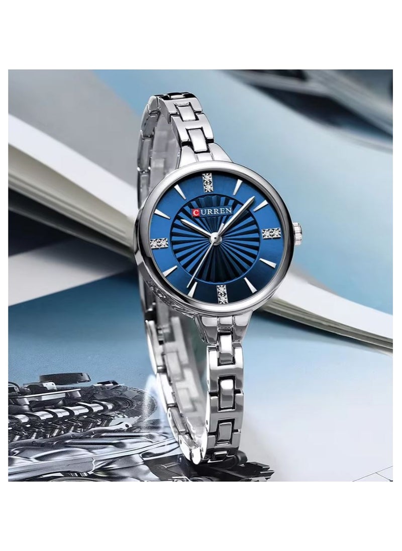 CURREN Stainless Steel Elegant Design Dual Tone Analog Quartz Wrist Watch with Date For Women 9097L Silver  - Image 4