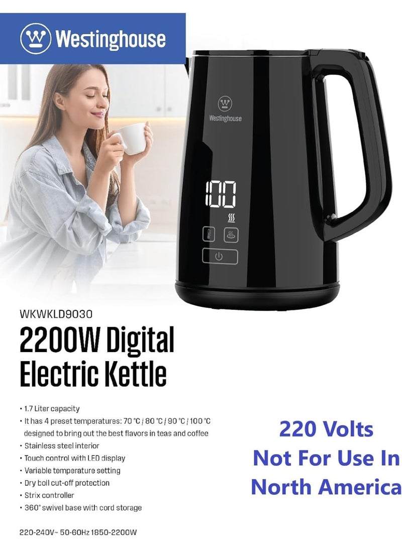 Westinghouse Westinghouse USA 1.7L Digital Electric Kettle – 2200W Fast Boil Variable Temperature Control - SS Interior - LED Touch Display - Auto Shut-Off & Boil-Dry Protection (UAE Version) - 2 Years Warranty - Image 2