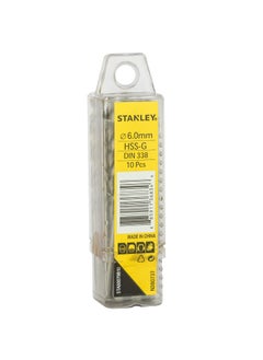 Stanley STANLEY STA50079B10-IN HSS 6mm Drill Machine Bit (Pack of 10)  - Image 1