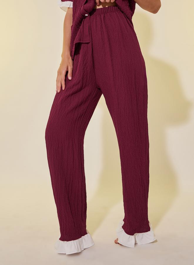 Take Two Take Two Textured V-Neck Buttoned Shirt and Pyjama Set  - Image 4