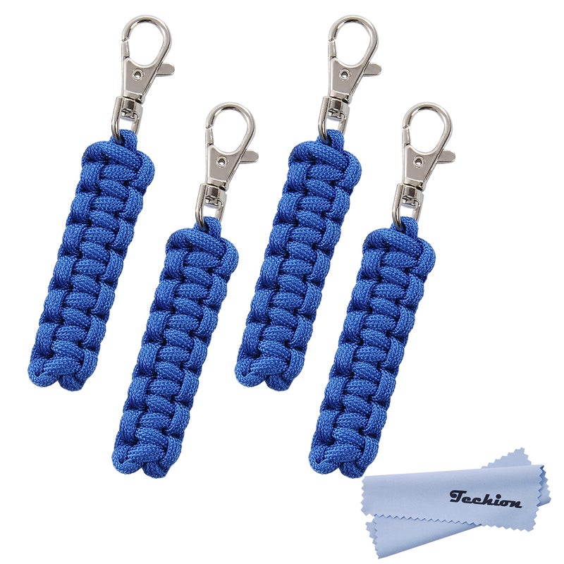 Techion 4 Pack Paracord Zipper Pulls for Backpacks, Tents, Trolley Cases, Traveling Cases, Jackets and Many Other Items That with Zippers (Blue) - Image 1