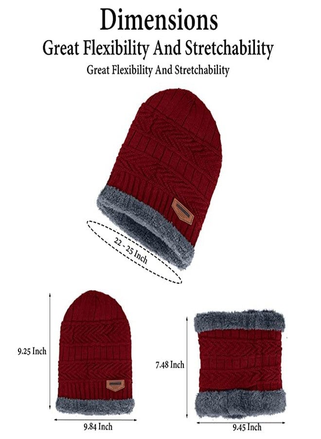 CREATURE Unisex Woolen Beanie Cap Plus Muffler Scarf Set (RED) - Image 5