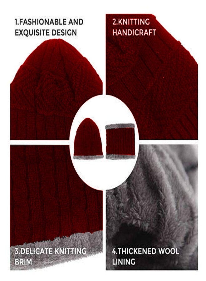 CREATURE Unisex Woolen Beanie Cap Plus Muffler Scarf Set (RED) - Image 4