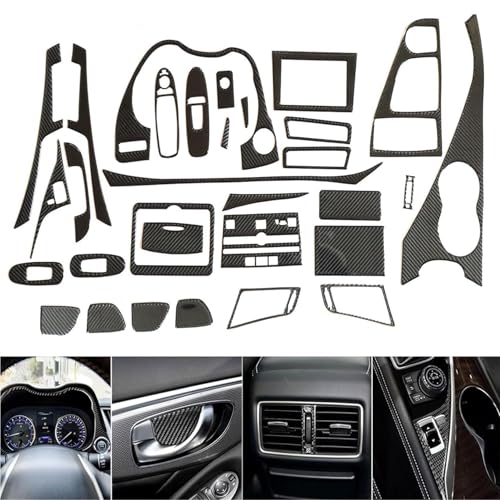 NLQR 31Pcs Real Carbon Fiber Interior Trim Kits Carbon Fiber Kits Interior Trim Cover Fit for Infiniti Q50 20142024 for Q60 20172022 Interior Decor Sticker - Image 3