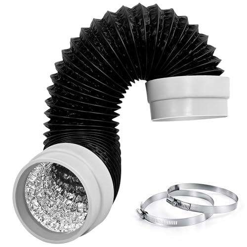 Quadafy 4 Inch Dryer Vent Hose, Heavy Duty Flexible Dryer Exhaust Duct Tube 3.28Feet for Tight Space, Extra Thick Aluminum foil Ducting Kit with 2 Hose Clamps - Image 1