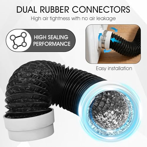 Quadafy 4 Inch Dryer Vent Hose, Heavy Duty Flexible Dryer Exhaust Duct Tube 3.28Feet for Tight Space, Extra Thick Aluminum foil Ducting Kit with 2 Hose Clamps - Image 3