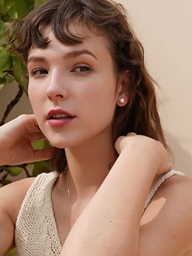 S.Leaf Cat Pearl Earrings for Women Sterling Silver Hypoallergenic Flat Back Stud Cat Memorial Earrings Best Friend Birthday Gifts for Women Trendy Siser Mom Wife Womens Her Friend Party - Image 3