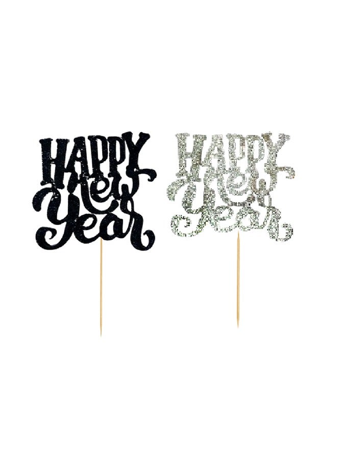 ذا بارتي بوبير الأسود والفضي سعيد السنة الجديدة كب كيك تبرز - Image 1