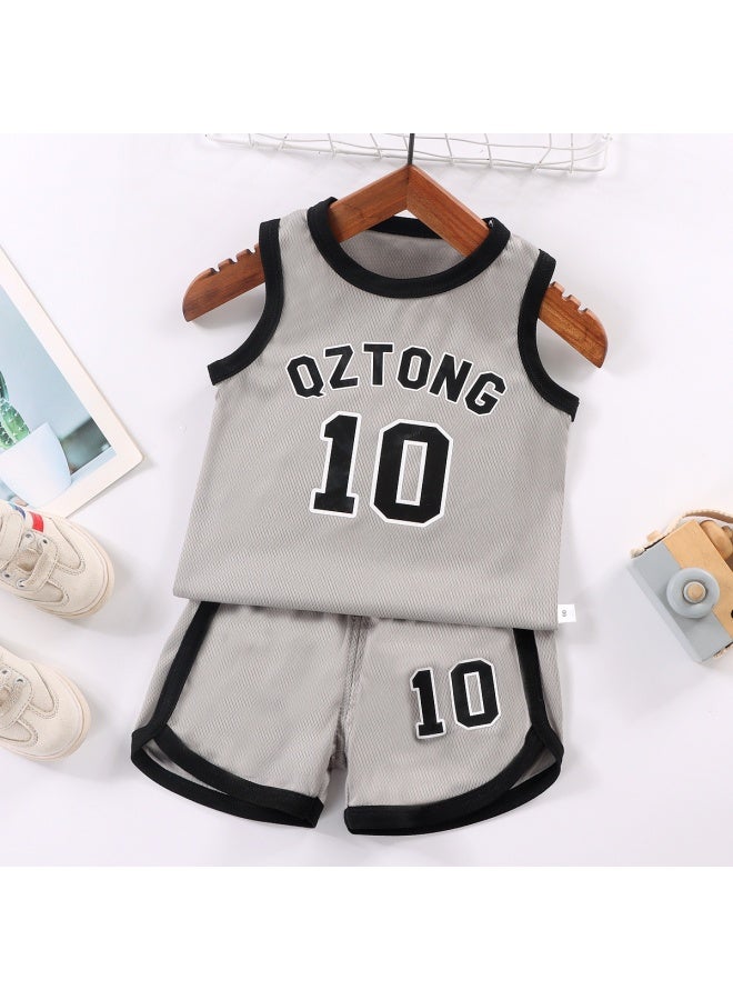Children's Vest Short-sleeved Suit Boy's Mesh Basketball Uniform Girl's Summer Sleeveless Baby Children's Clothing Breathable Sports Style