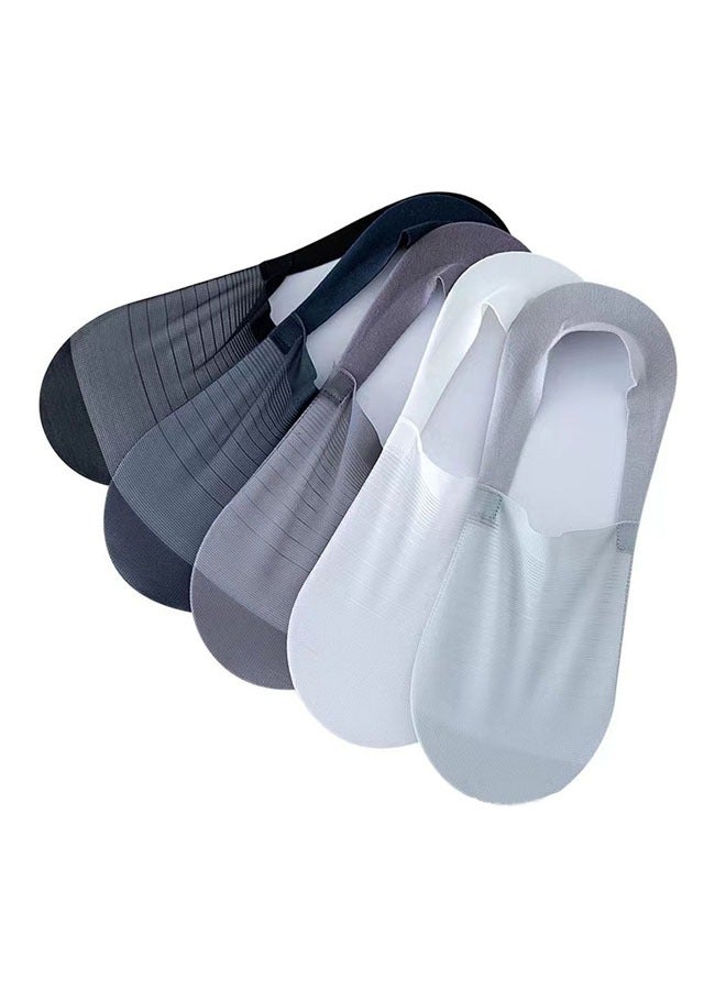 5 أزواج غير مرئية الجليد الحرير التنفس الجوارب لا عرض الجوارب، رقيقة منخفضة قطع غير انزلاق الجوارب للشقق قارب الرياضة العادية غير مرئية قصيرة قارب مسطح خط الجوارب - Image 1