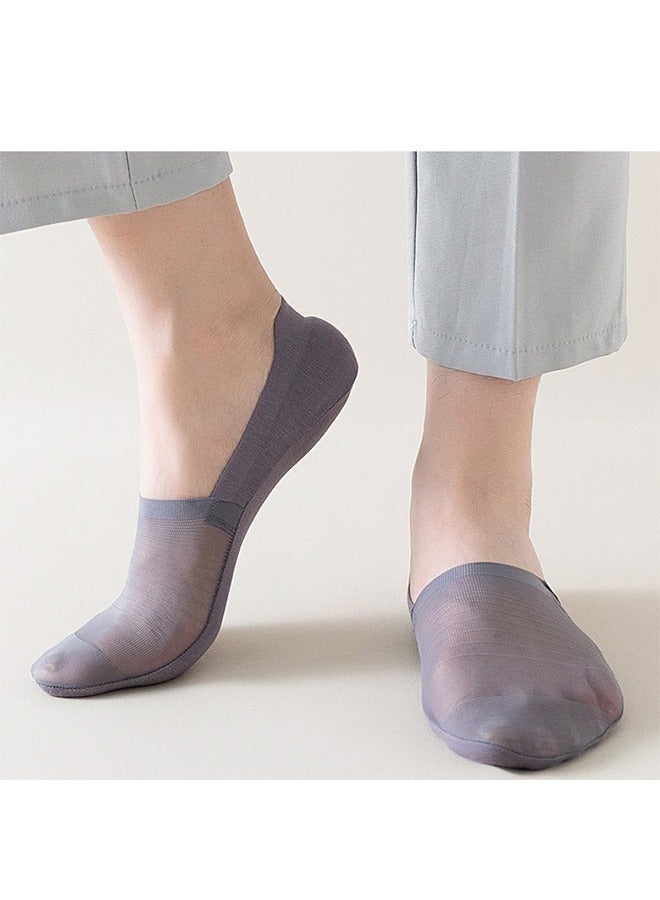 5 أزواج غير مرئية الجليد الحرير التنفس الجوارب لا عرض الجوارب، رقيقة منخفضة قطع غير انزلاق الجوارب للشقق قارب الرياضة العادية غير مرئية قصيرة قارب مسطح خط الجوارب - Image 2