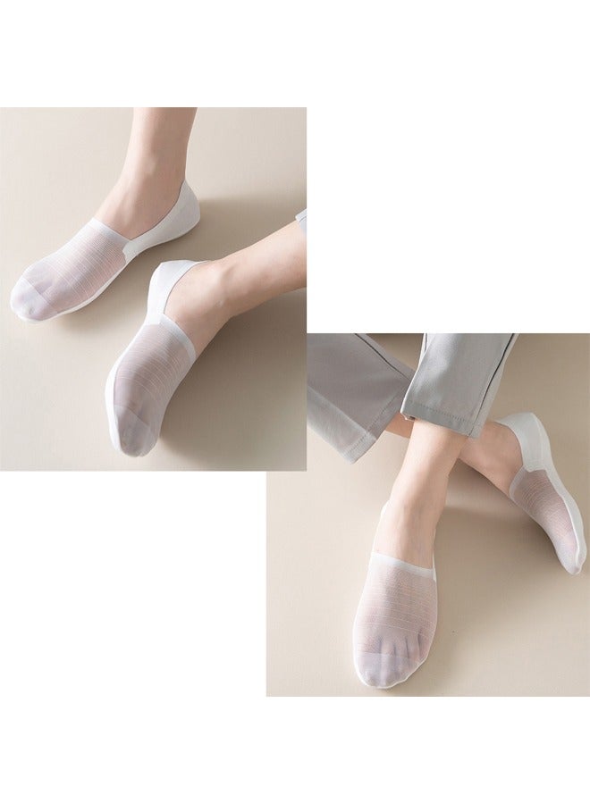 5 أزواج غير مرئية الجليد الحرير التنفس الجوارب لا عرض الجوارب، رقيقة منخفضة قطع غير انزلاق الجوارب للشقق قارب الرياضة العادية غير مرئية قصيرة قارب مسطح خط الجوارب - Image 3